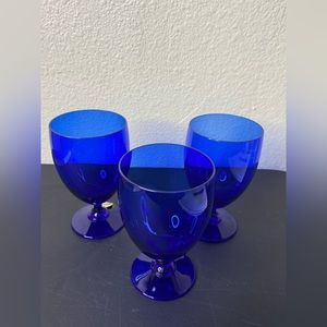Celebrity Brand 24% Lead Crystal Blue Goblets set Of Three